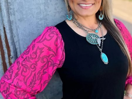 Hot Pink Sleeve Western Top For Sale