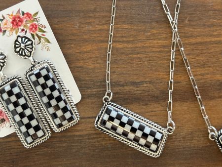 Western Checker Bar Earrings Cheap