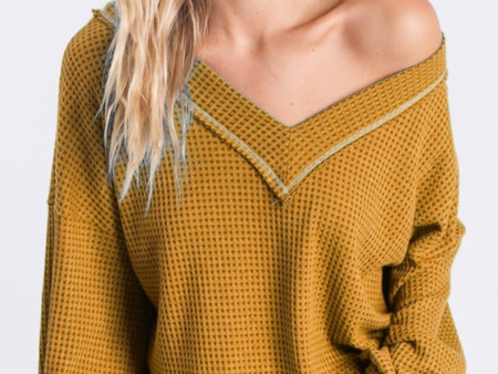 Dark Yellow V-Neck Top Sale