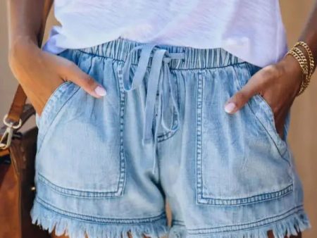 Denim Drawstring Shorts Sale