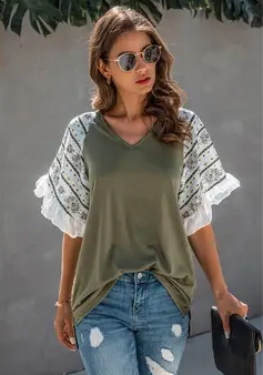 V-Neck Ruffle Sleeve Too Discount