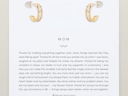 Mom Baguette Mini Hoop Earrings Discount