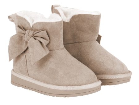 A DEE - Abstract Teddy Bowitiful Bow Ugg Boot - Beige Fashion