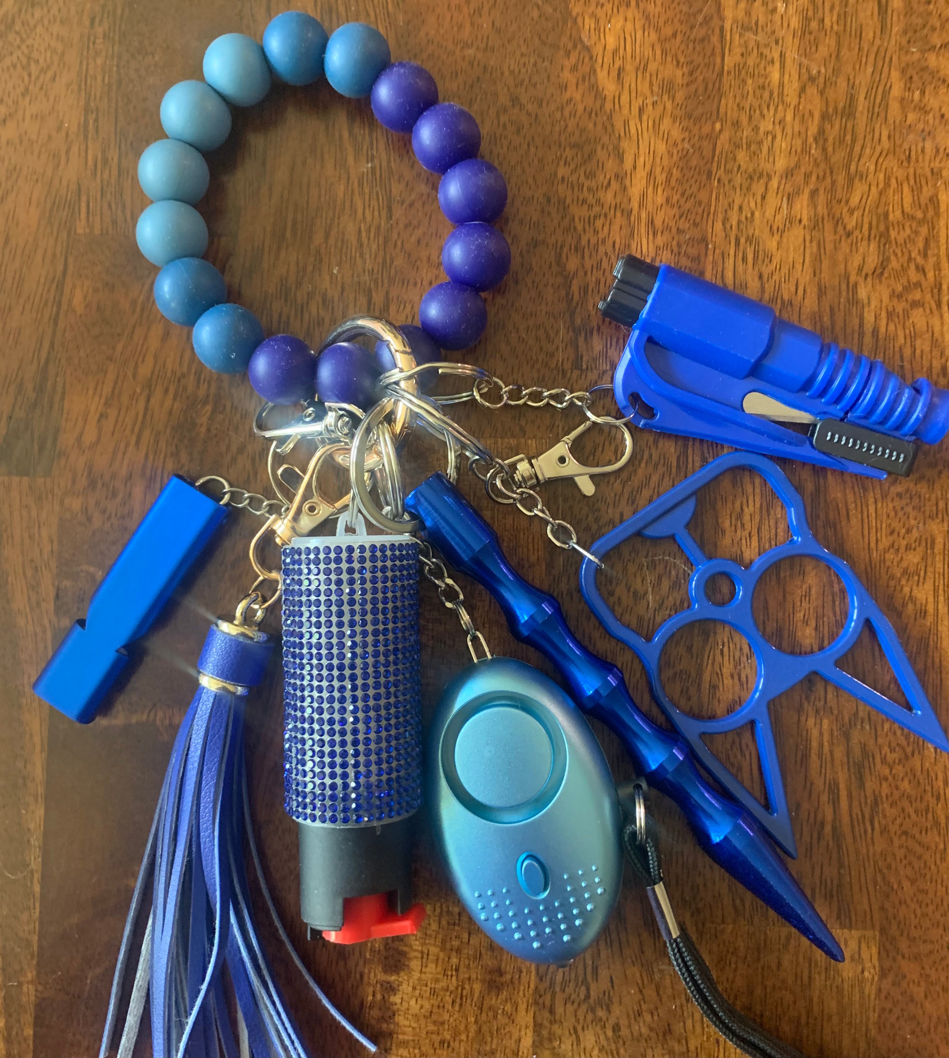 Blue Beaded Safety Keychain Hot on Sale