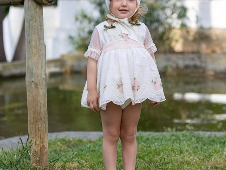 ABUELA TATA - Ceremony Lace Layla Baby Dress & Bonnet - Cream Sale