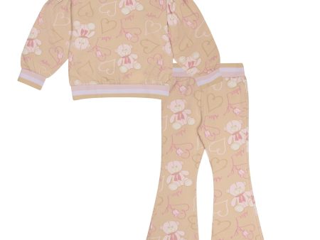 A DEE - Abstract Teddy Sienna Teddy Print Flare Tracksuit - Beige Online