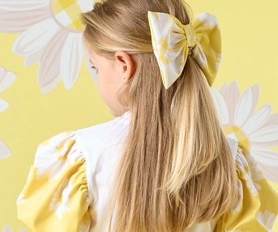 A DEE Delores Daisy Dreamer Print Bow Clip - Daisy Yellow For Cheap