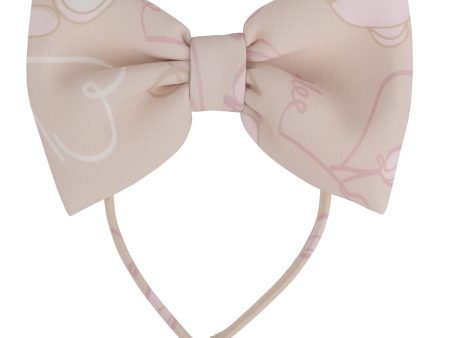 A DEE - Abstract Teddy Sandra Teddy Bow Hairband - Beige Cheap