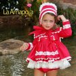 LA AMAPOLA - Valentina Baby Dress & Bonnet - Red Hot on Sale