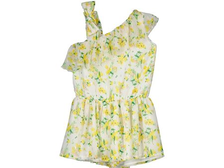 MAYORAL - Floral Chiffon Playsuit - Off White Cheap