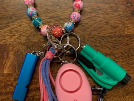 Multi-Color Beaded Safety Keychain Online now