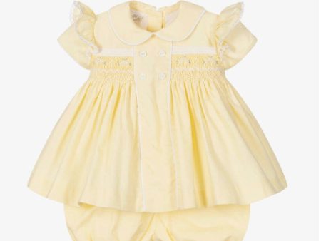 PRETTY ORIGINALS - Smocked Dress Set & Hairband  - Yellow Online now