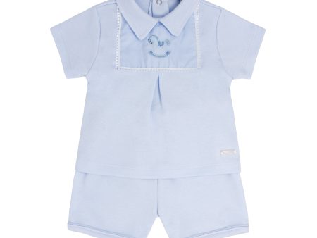 BLUES BABY - Rocking Horse Cotton Short Set - Blue For Discount