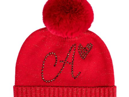 A DEE - From A Dee With Love Rani Knitted Pom Pom Hat - Red Fashion