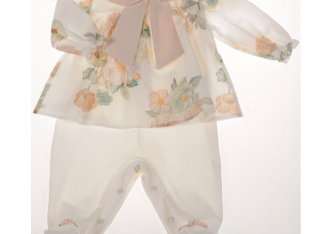 BARCELLINO - Floral Babygrow, Bib & Blanket - Peach For Discount