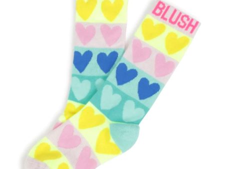 BILLIEBLUSH - Heart Knee High Socks - Multi Hot on Sale