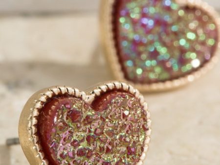 Faux Druzy Heart Shaped Studs Fashion