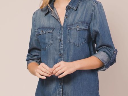 Chambray Button Down Top Fashion