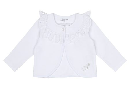 LITTLE A - Jessica Pastel Hearts Broderie Anglaise Cardigan - White Discount