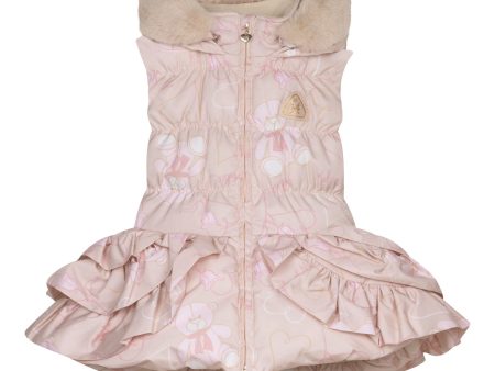 A DEE - Abstract Teddy Stormi Faux Fur Teddy Print Gilet - Beige For Cheap