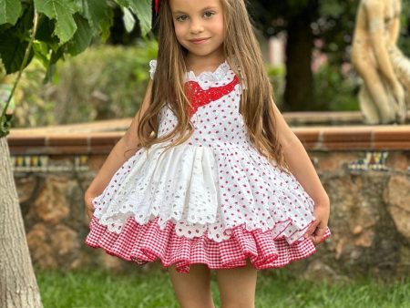 LA AMAPOLA - Strawberry Puffball Dress - White Cheap