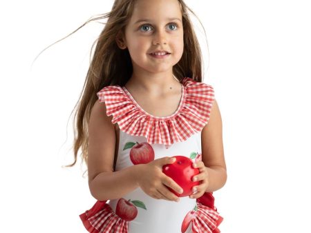 MEIA PATA -  Apples Print Salerno Swimsuit - Red For Sale