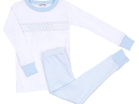 MAGNOLIA BABY -  Arthur Long Smocked Pyjamas - Blue Online Hot Sale