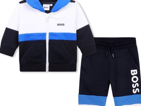 BOSS - Toddler Zip Hoodie Colour Block Tracksuit  -  Navy Online Hot Sale