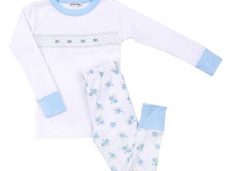 MAGNOLIA BABY - Anna’s Smocked Pyjamas - Blue Hot on Sale