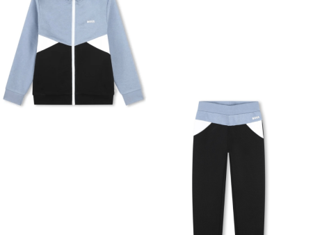 BOSS - Zip Hoodie Colour Block Tracksuit  -  Blue For Discount