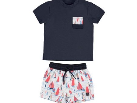 Mayoral - Boat Swim Short T Shirt Set - Navy For Sale