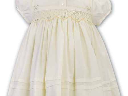 SARAH LOUISE - Peter Pan Collar Embroidered Smock Dress - Lemon Hot on Sale