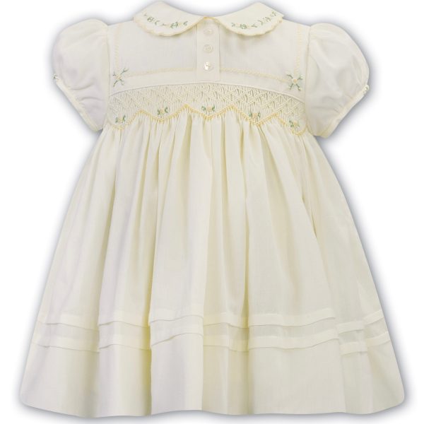 SARAH LOUISE - Peter Pan Collar Embroidered Smock Dress - Lemon Hot on Sale