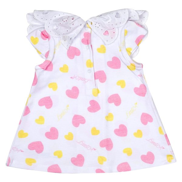 LITTLE A - Joanie Pastel Hearts Heart Print Dress - White Discount