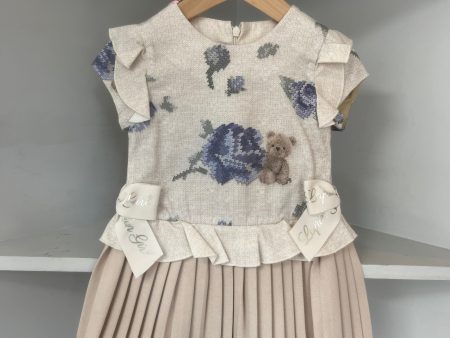 LAPIN HOUSE - Teddy Rose Pleated Dress - Blue Online now