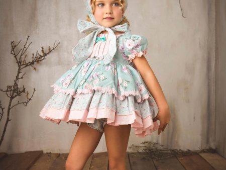 LA AMAPOLA - Paradise  Baby Dress & Bonnet - Pink Hot on Sale