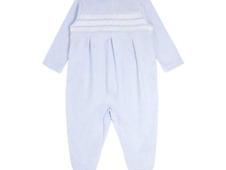 BLUES BABY - Smocking Detail Cotton Babygrow - Blue Online