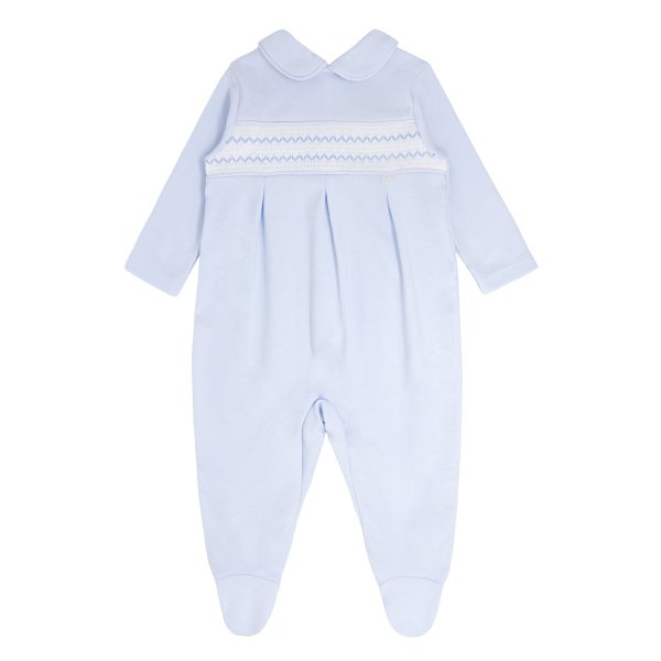 BLUES BABY - Smocking Detail Cotton Babygrow - Blue Online