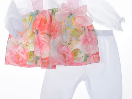 BARCELLINO - Floral Two Piece & Hairband - White Supply