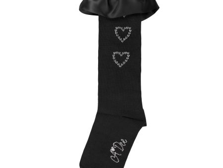 A DEE - Back To School Betty Heart Knee High Socks  - Black Hot on Sale