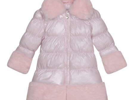 A DEE - Abstract Teddy Sarah Faux Fur Trim Jacket - Baby Pink Fashion