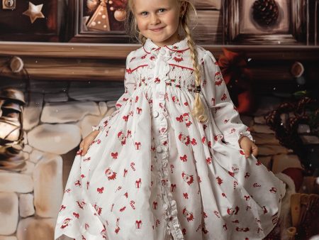 BLUEBELLS - Smocked Christmas Dressing Gown - White Fashion