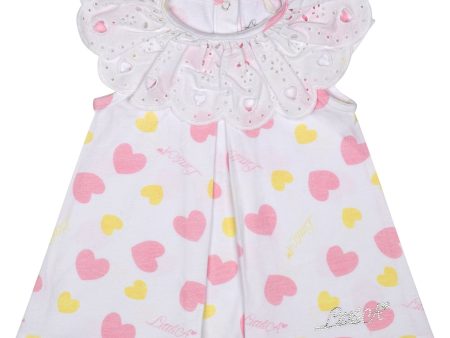 LITTLE A - Joanie Pastel Hearts Heart Print Dress - White Discount