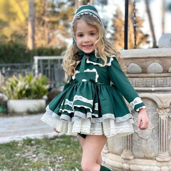 LA AMAPOLA - Valentina Baby Dress - Green Online Sale