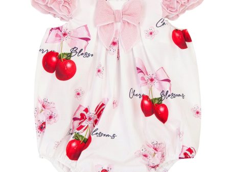 BALLOON CHIC - Cherry Romper - White Online Hot Sale