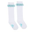 A DEE - Orlena Ocean Pearl Stripe Frill Knee High Socks - White Online now