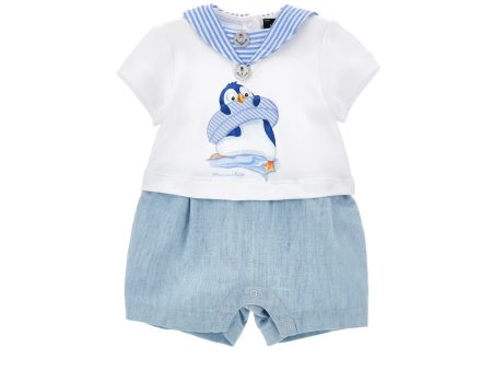 MONNALISA - Penguin Romper   - White For Discount