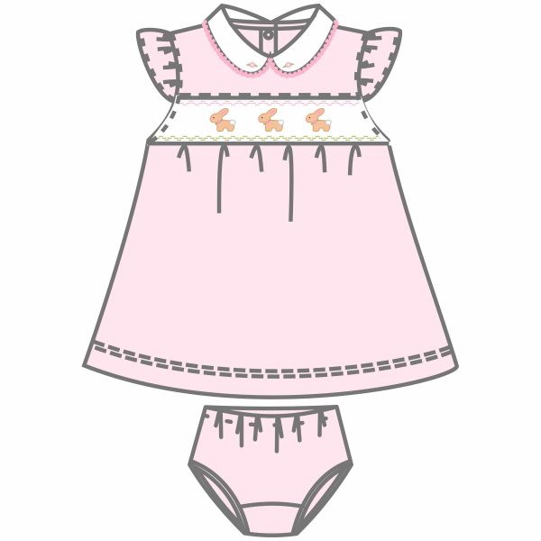 MAGNOLIA BABY - Springtime Bunny Smocked  Dress Set - Pink Online