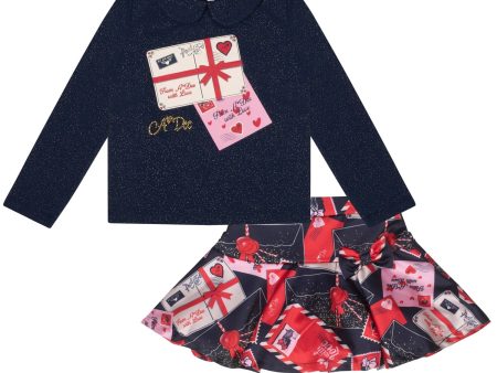 A DEE - From A Dee With Love Roxy Envelope Print Skirt Set - Dark Navy For Sale