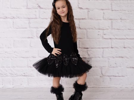 Daga - Shine & Glow Bow Tutu Dress - Black For Discount